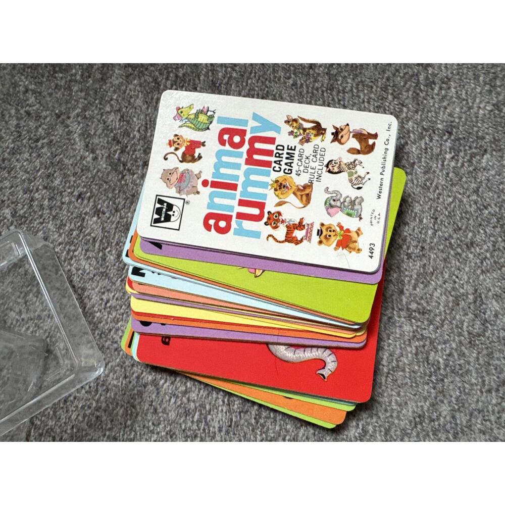 Vintage Whitman Animal Rummy Card Game, 45 Cards + Rule Card, 4493, Complete